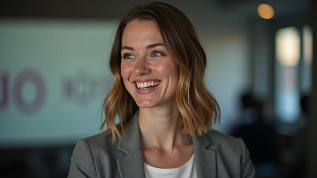 Portrait d'une instructrice en motion design, vue de buste, expression engageante dans un environnement d'apprentissage